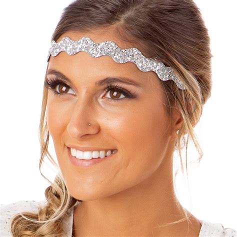 Hipsy Adjustable Non Slip Wave Bling Glitter Headband For