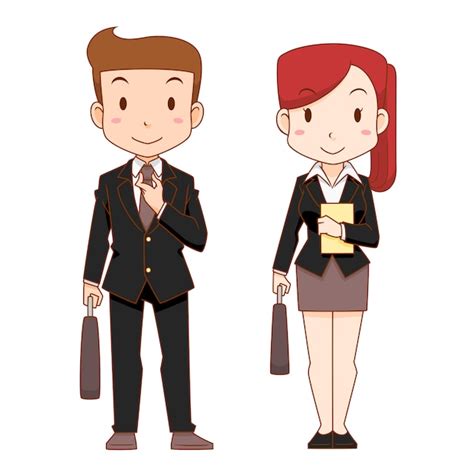 Premium Vector Cute Cartoon Characters Of Business Man And Woman