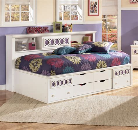 Signature Design By Ashley Zayley Twin Bedside Bookcase Daybed With