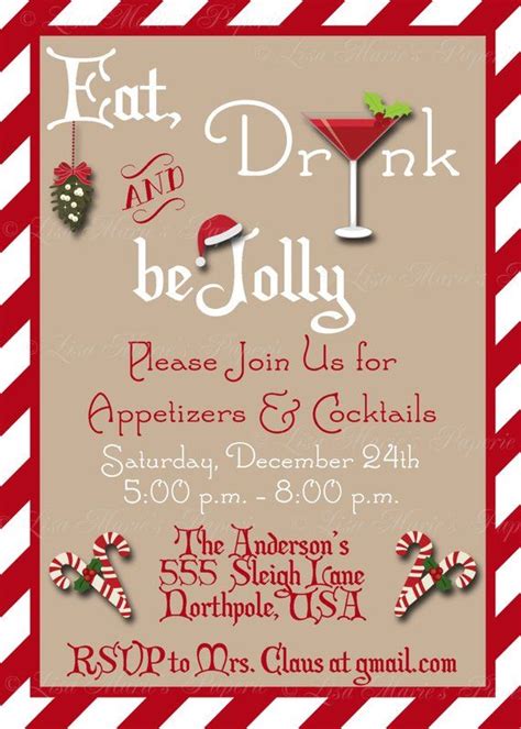 Christmas Party Invitation Eat Drink And Be Merry Christmas Etsy