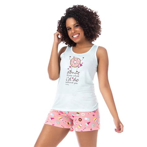 Pijama Feminino Short Doll E Regata Para O Verão Victory