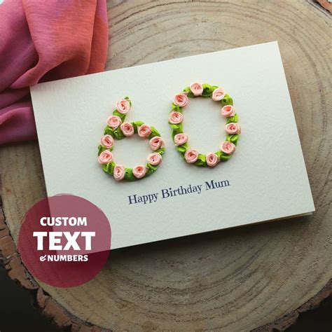 Luxury Birthday Card For Mum 60th Birthday Handmade Happy Etsy Uk