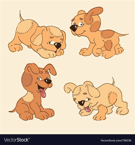 Cartoon Puppies Pictures Vector Set With Cute Cartoon Dog Puppiesdogs