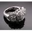 Moissanite Three Stone Halo Engagement Ring  Keezing