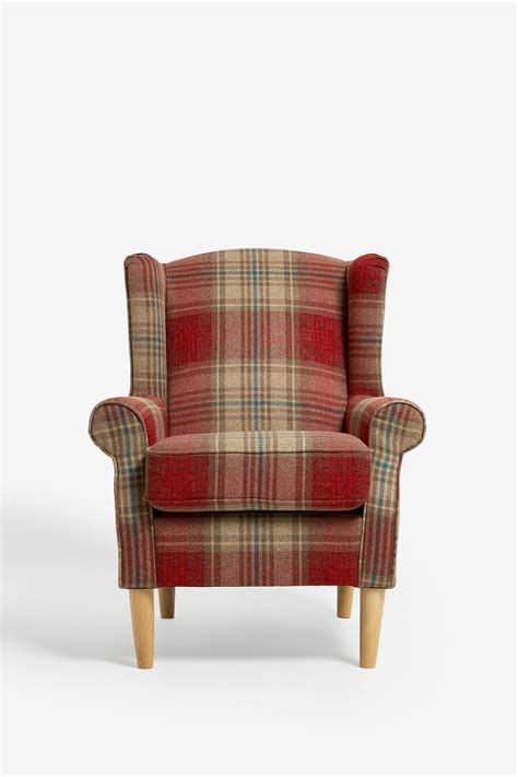 Buy Versatile Check Stirling Red Sherlock Highback Armchair From The