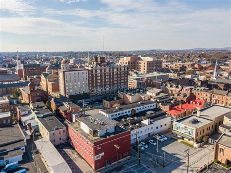Aerial Of Downtown York Pennsylvania Next To The Historic District In