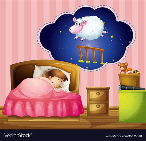 Girl Sleeping In Bed Royalty Free Vector Image