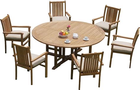 6 Seats 7 Pcs Grade A Teak Wood Dining Set 60 Round Table