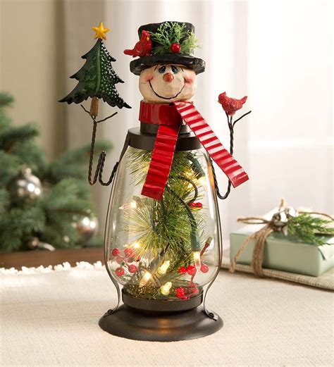 Lighted Holiday Snowman Lantern Indoor Holiday Decorations