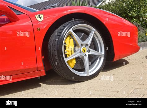 Alloy Wheel And Brake Caliper Of Ferrari 458 Italia Stock Photo