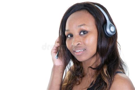 African American Woman With Headset On Call Center Office Stock Image