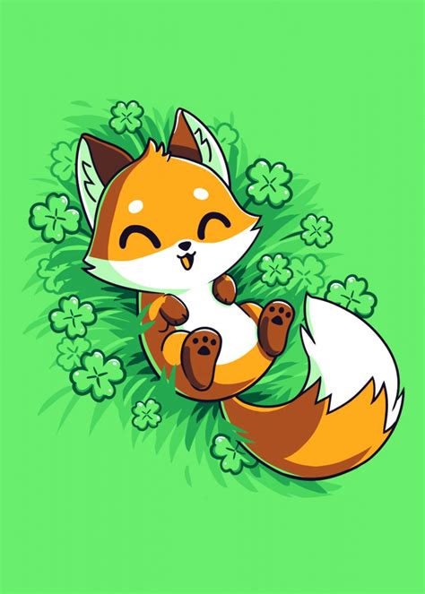 Cute Funny Fox In Forest Metal Poster Art Meow Displate Cute