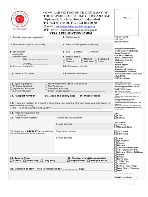 Turkey Visa Application Form Pdf Fill Out And Sign Printable Pdf