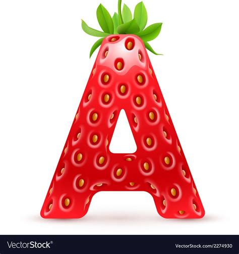 A Strawberry Letter With Green Leaves On Top And The Letter A In The