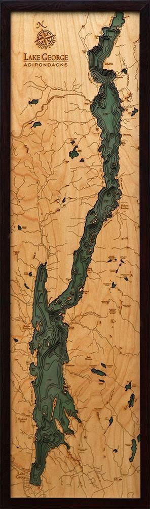 Lake George New York 3 D Nautical Wood Chart Narrow 135 X 43