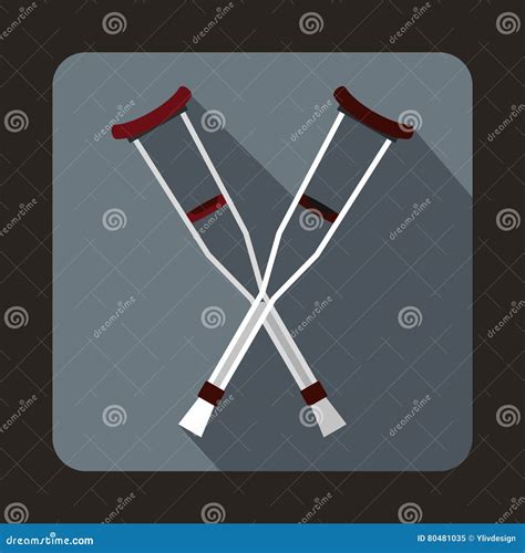 Crutches Icon Flat Style Stock Vector Illustration Of Outline 80481035