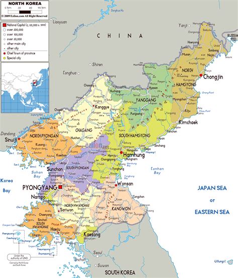mapas politico de corea del norte