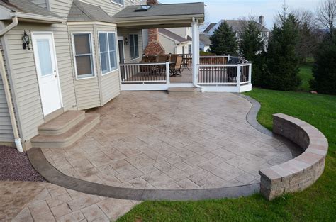 stamp concrete patios | Stamped Concrete Patio add bench around fire ...