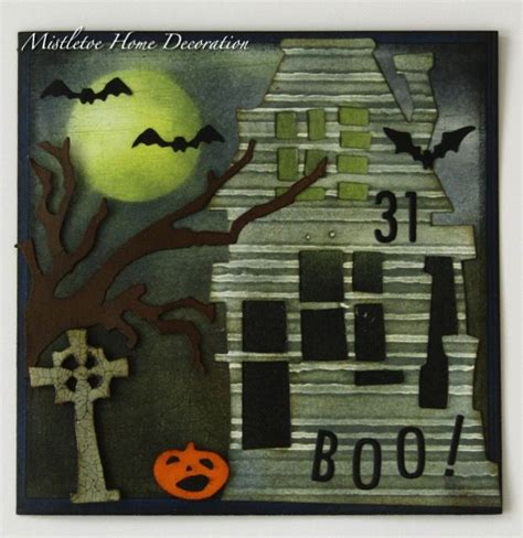 Halloween Card With Haunted House And Cross Sizzix Rickety House By