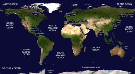 World Map Labeled Oceans