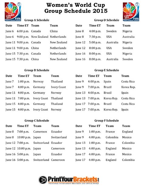 Womens World Cup Schedule Printable Printabletemplates Porn Sex Picture Hot Sex Picture