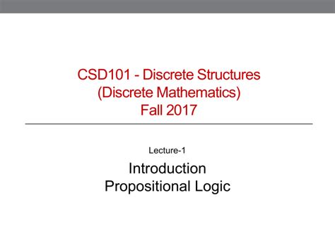 Discrete Structures Lecture 1