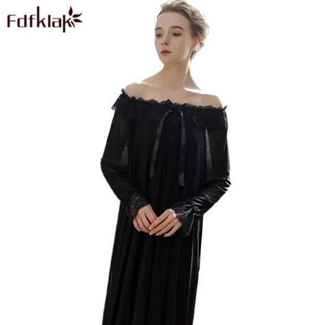 Buy Fdfklak Sexy Night Wear Off The Shoulder Long Nightgown Women Sleepwear