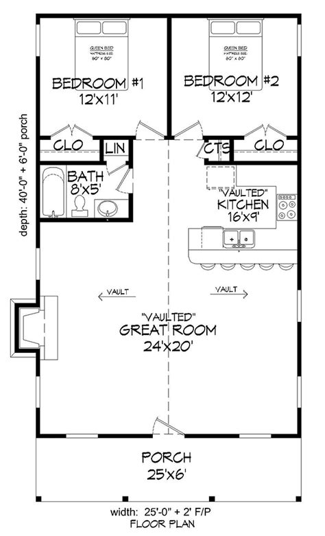 House Plan 51574 Southern Style With 1000 Sq Ft 2 Bed 1 Bath