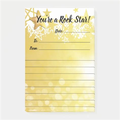Employee Recognition Post It Award Rock Star Post It Notes
