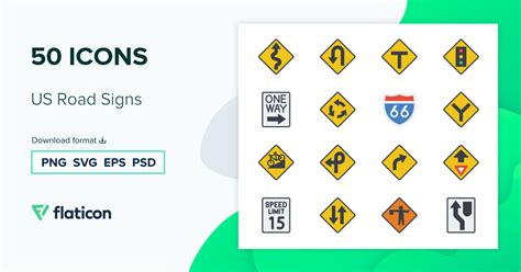 Us Road Signs Icon Pack Flat 50 Svg Icons