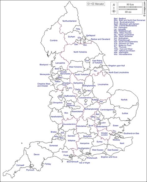 Outline Map England Counties Gambaran