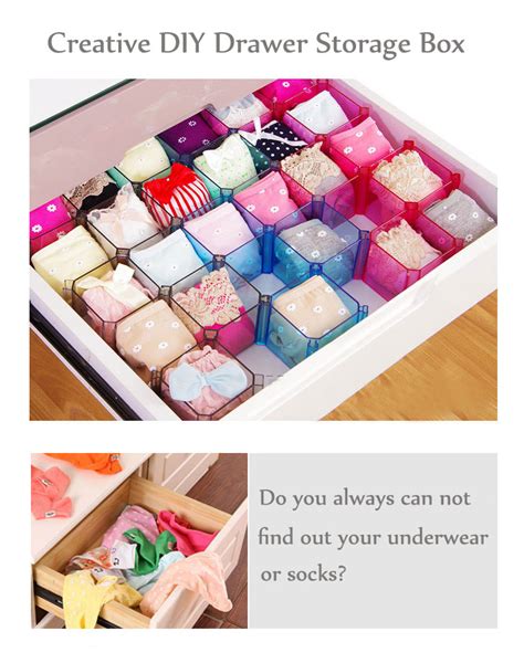 With this underwear organizer, you will not be bothered to fish through messy drawers or wardrobes for specific panty or bra while in a rush to get ready. Creative Drawer DIY Grid Storage Box Underwear Holder ...