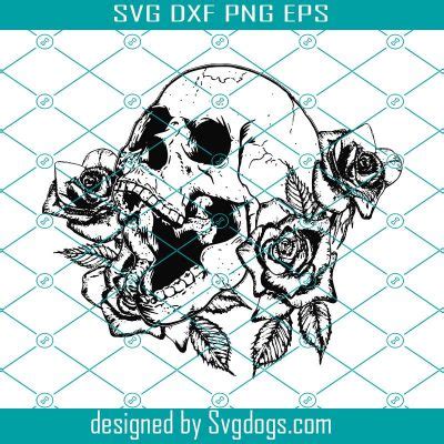 Skull Svg , Rose Svg ,Flowers Svg, Skull With Flowers SVG, Flower Skull