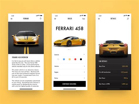 Car Builder App | Interactive design, Inspiration app, Mobile app design