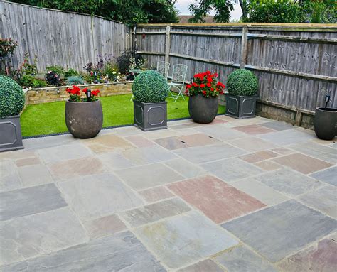 Raj Green Tumbled Sandstone Paving Slabs And Patio Stones Nustone