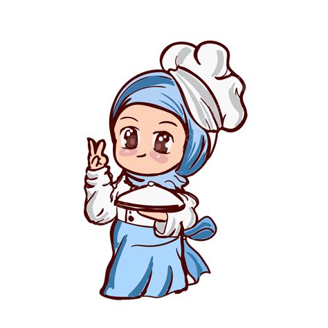 Gambar Kartun Kucing Muslim Lucu Muslim Chef Png Koki Muslim Koki