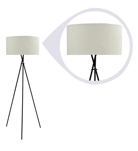 Buy White Fabric Shade Tripod Floor Lamp With Metal Base By Craftter