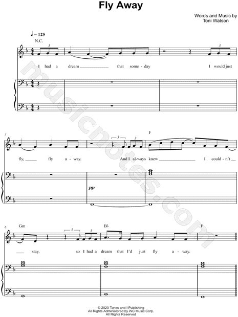 Tones And I Fly Away Sheet Music In F Major Transposable Download
