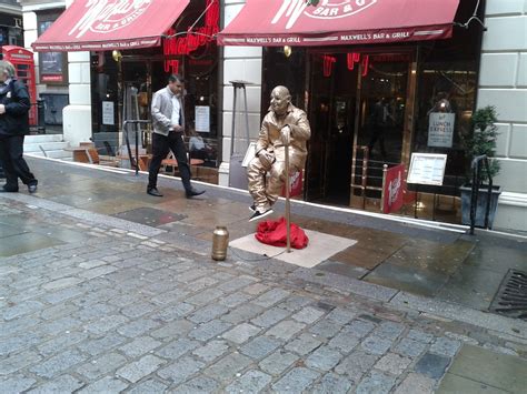 Levitating Street Performer Human Statue London Streets United