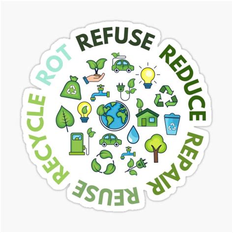 Refuse Reduce Repair Reuse Recycle Rot Green Eco Sticker For Sale