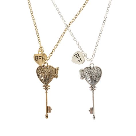 Mixed Metal Best Friends Heart Key Locket Necklaces 2 Pack Claires