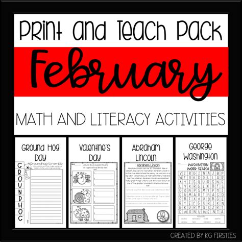 Math And Literacy Activities For The Month Of February February Math