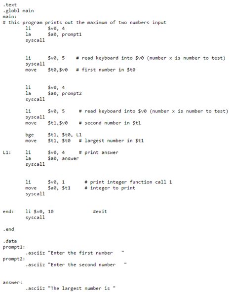 Assembly Language Mips Write An Assembly Program To