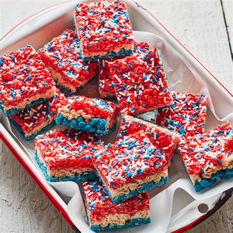 Red White And Blue Sprinkled Rice Krispy Treats