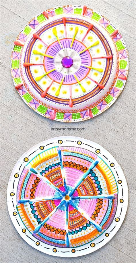 Paper Plate Mandala Craft Using Colored Q Tips Creative Kids Q Tip