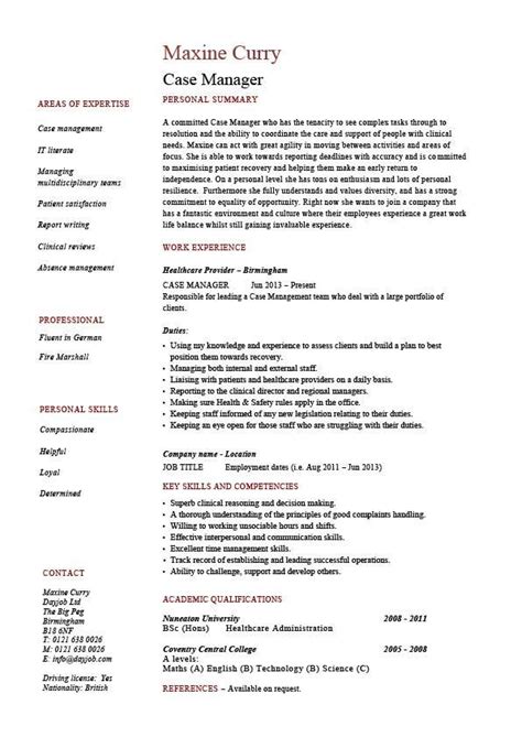 case manager resume project manager resume job resume