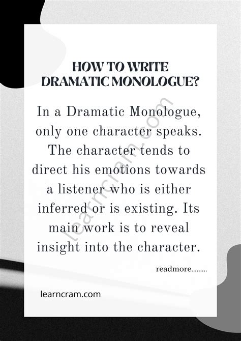 Dramatic Monologue Definition Explanation Features Uses Examples
