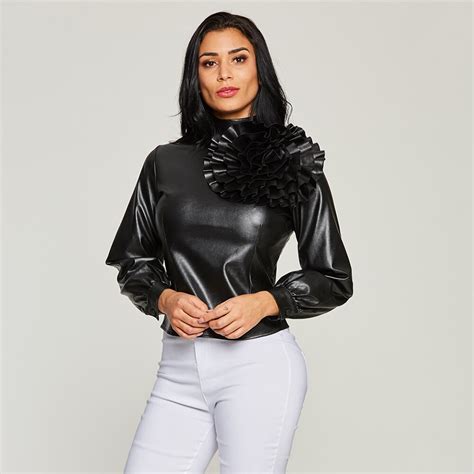 blouse with leather collar and sleeves for women blouse wikipedia discover the latest best