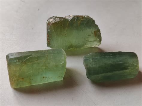 Natural Green Aquamarine Rough Rough Gemstone 3 Stone Etsy