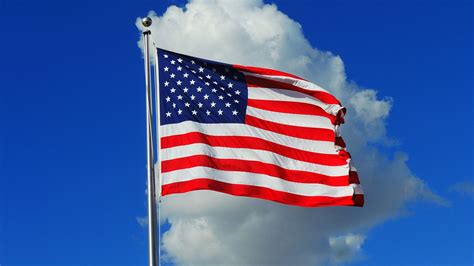 American Flag In White Cloudy Sky Background 4k Hd American Flag